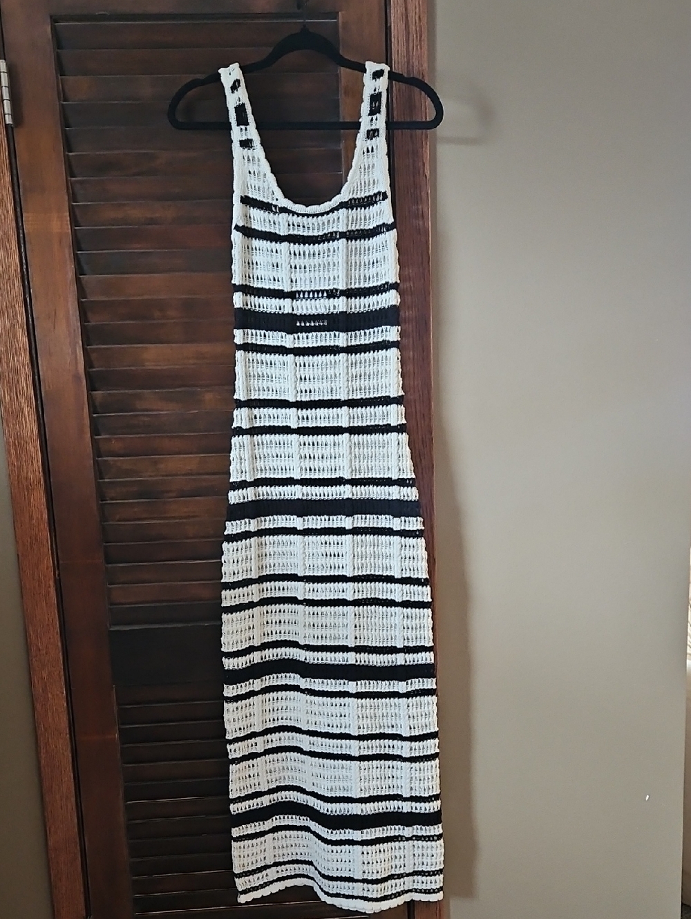Forever 21 Black & White Striped Crochet Maxi Dress